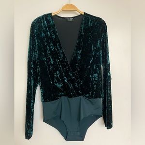 Zara Velvet Emerald Green Bodysuit